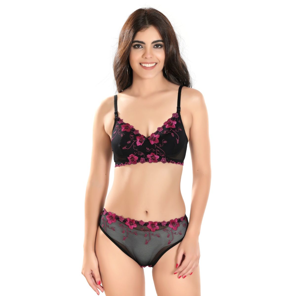 Bridal and Honeymoon Bra and Panty Set - Magenta, Lingerie, Bra and Panty  Sets Free Delivery India.
