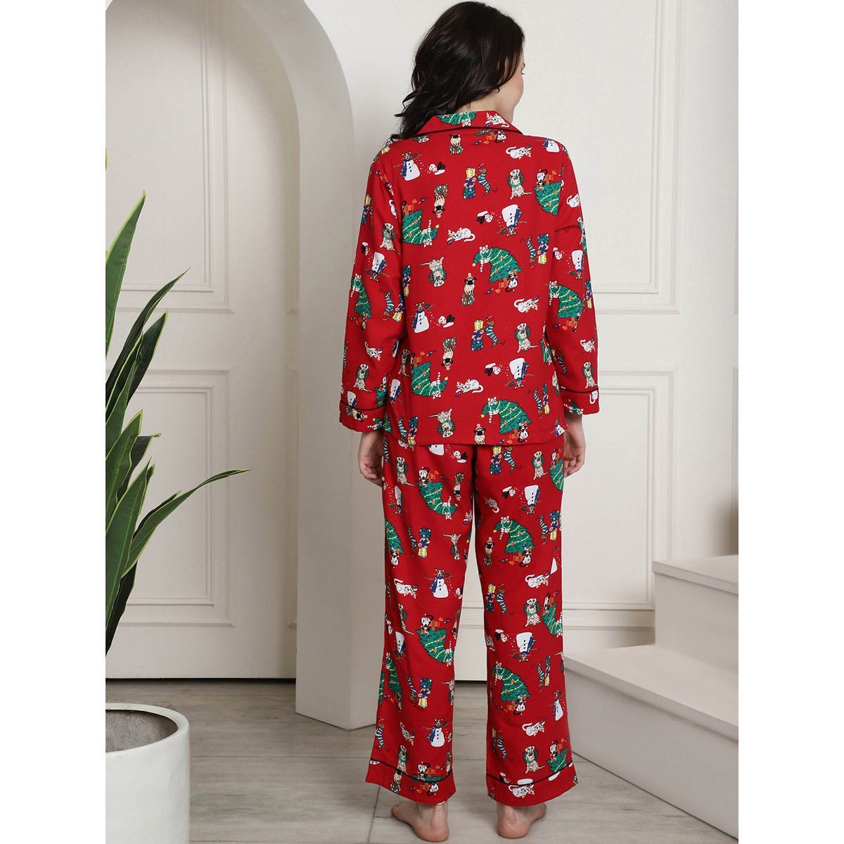 Womens red christmas pyjamas hot sale