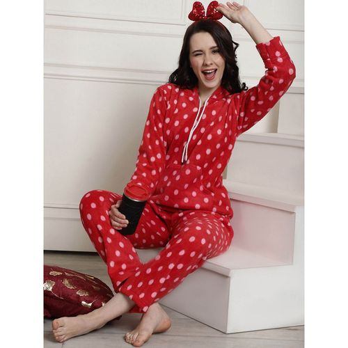 Buy Secret Wish Red Polka Dots Winter Night Suit (Set of 2) Online