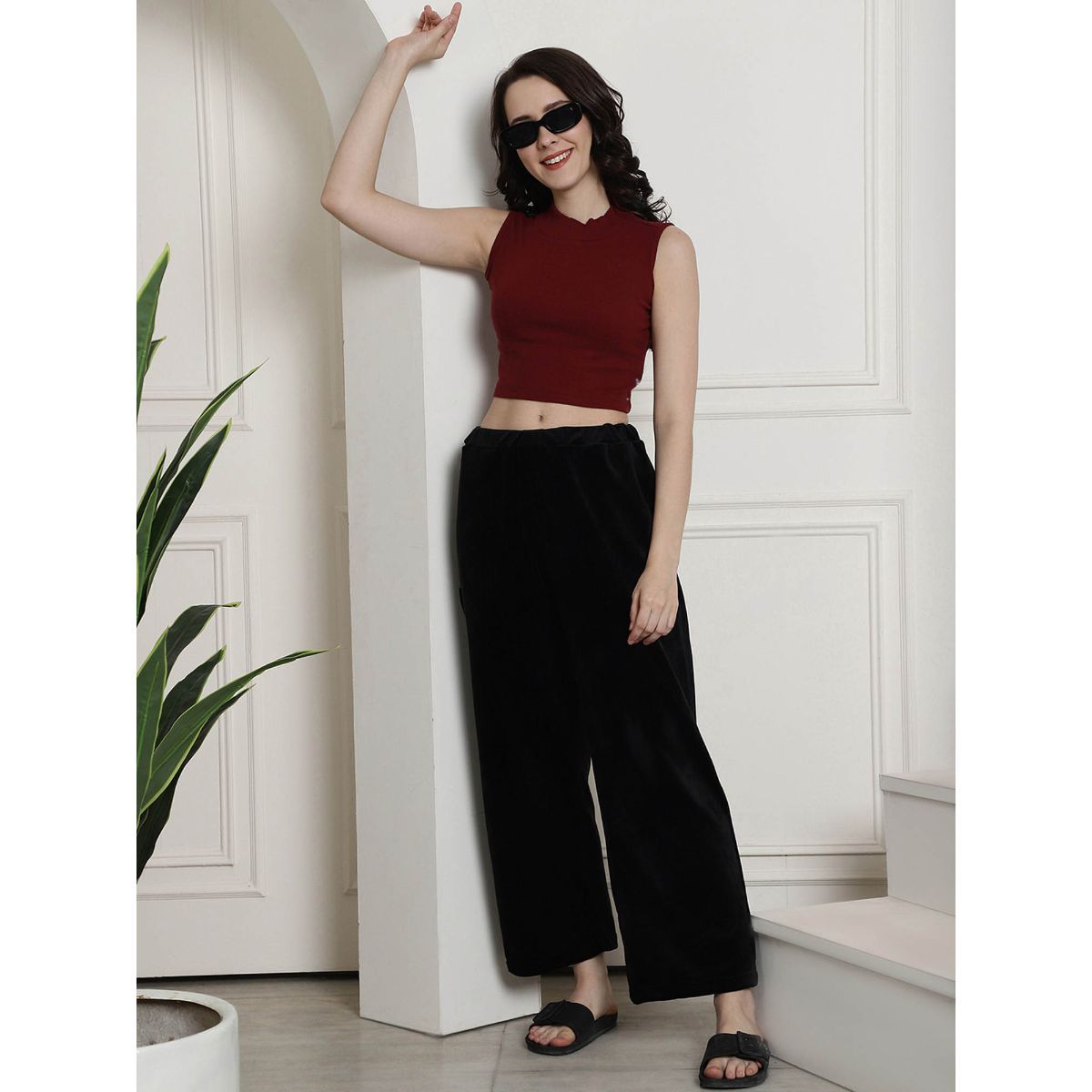 Secret Wish Black Velvet Lounge Pants Buy Secret Wish Black Velvet