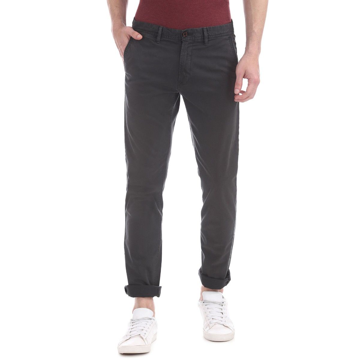 Buy Arrow Sport Men Grey Chrysler Tapered Fit Printed Trousers - Trousers  for Men 2428224 | Myntra