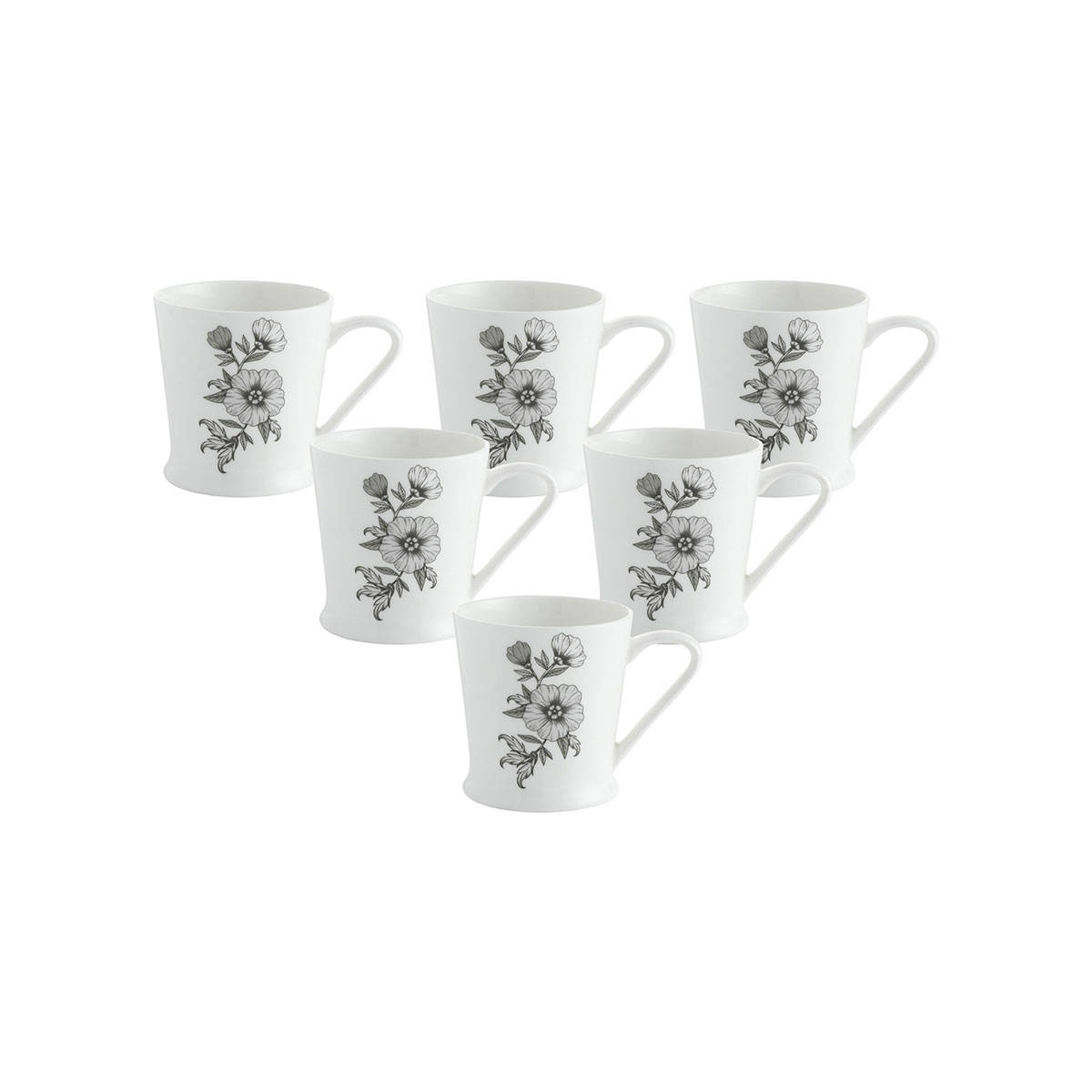 CLAY CRAFT Fine Ceramic Coffee & Tea Mugs, 150ml, Set of 6