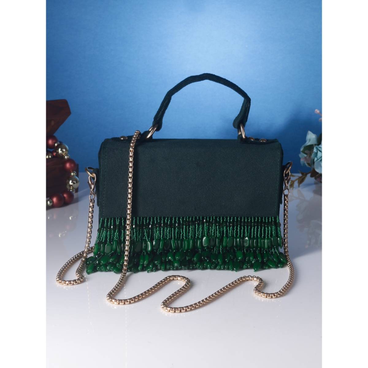 SWISNI Green Heavy Mdf Luxury Clutch Bag (S)