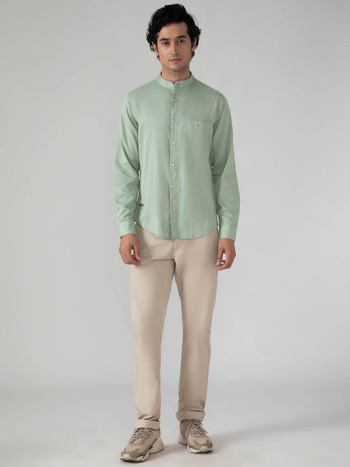 slim fit dress slacks Slim Fit Pin Stripe Cotton Blend Green Casual Shirt XXL / 6 / Green main image 1