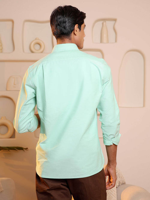 Buy Subtract Men Light Green Slim Fit Solid Yarn Dyed Casual Oxford Shirt  Online