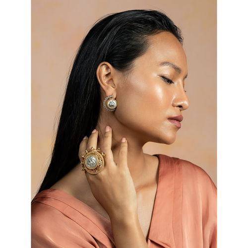 Shaya by CaratLane Snehitaru Coin Earrings in Dual Plated 925 Silver