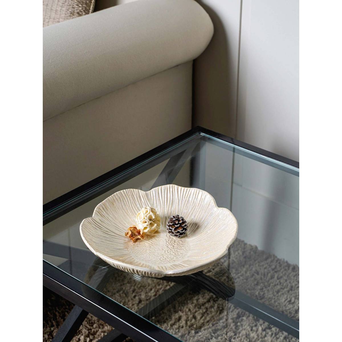 Pure Home + Living Medium Cream Floral Plate