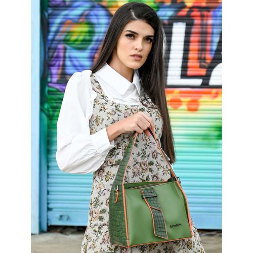Buy Odette The Very Smart Dual Toned Olive Green Handbag Online