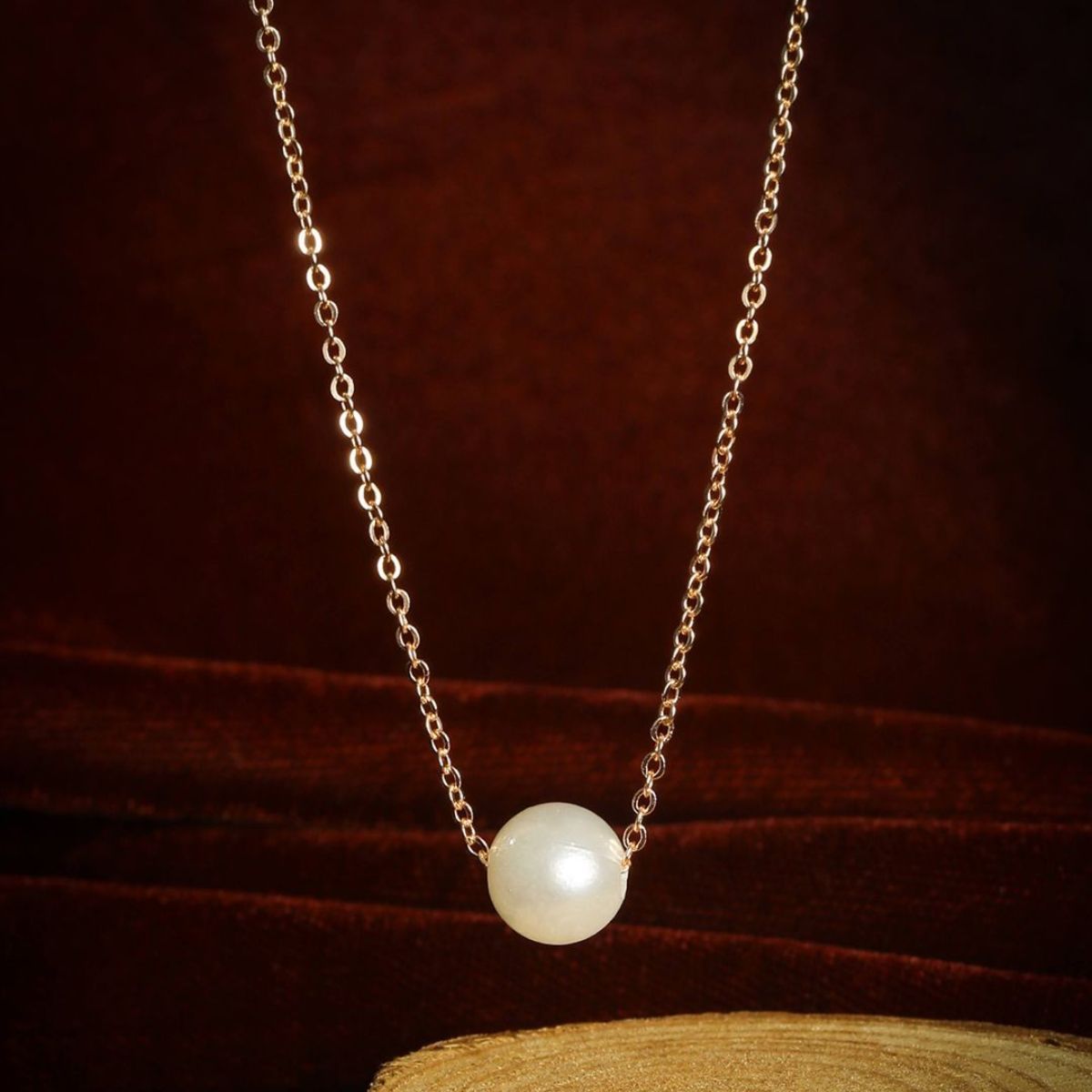 14 Karat Yellow Gold Single White Pearl Pendant Necklace - WeilJewelry