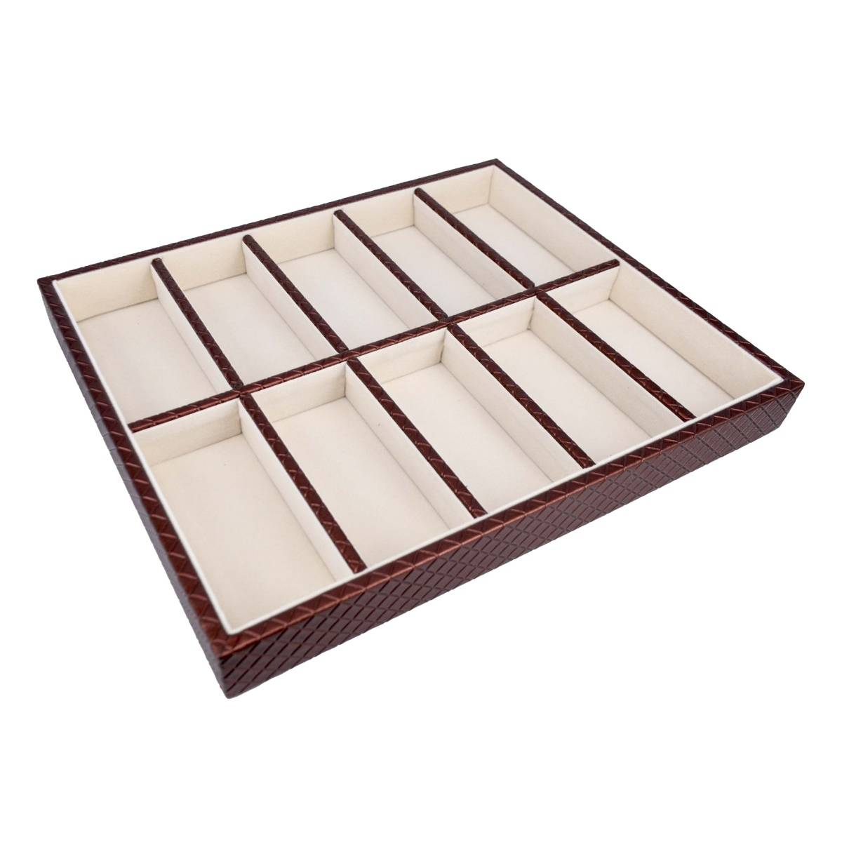 Premsons Classic Leatherette Layer 10 Section Womens Jewellery Tray - Maroon