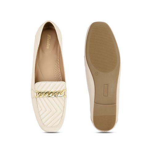 Buy Bata Women Slip-On Loafers Cream Online