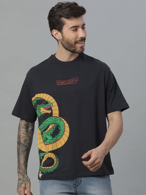 Buy Free Authority Dragon Ball Z Printed Loose Fit Grey Cotton Men - Main Image