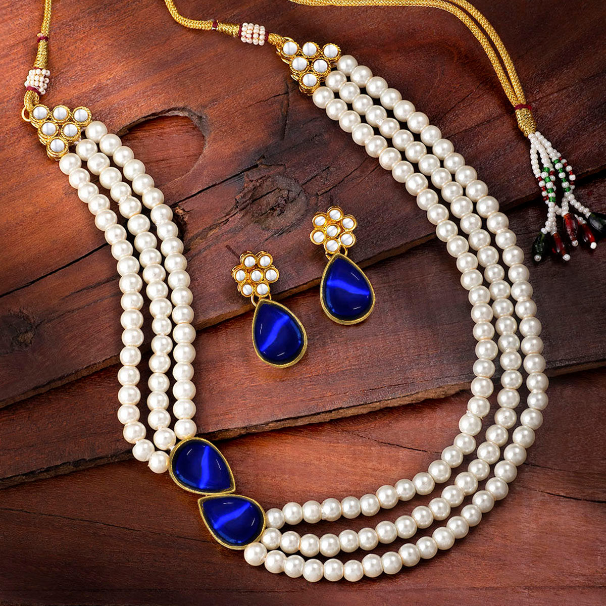 Wholesale New Cheap High Quality Shiny Exquisite Zircon Crystal Royal Blue  Necklace Earring Prom Jewelry Set From malibabacom