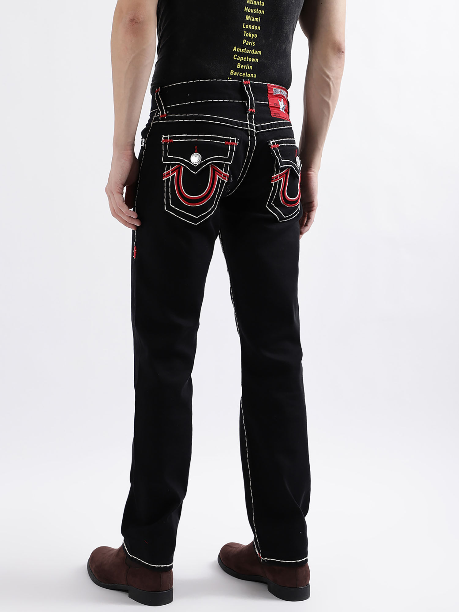 Black and red true religion outlet jeans