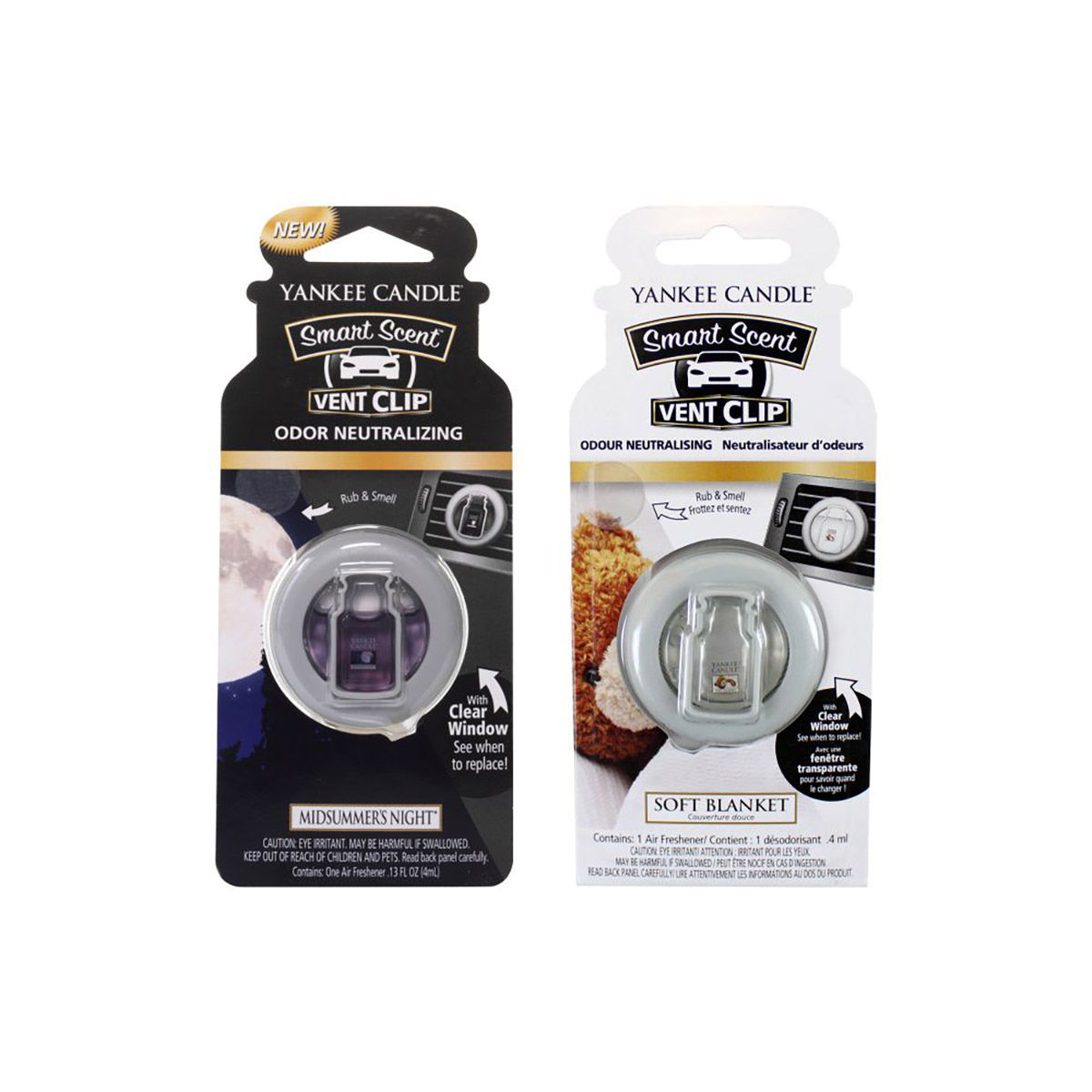 Yankee Candle Smart Scent Vent Clip Air Freshener- Pk of 2- Midsummers Night and Soft Blanket