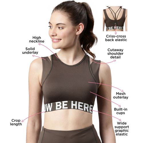 Buy Enamor A201-dry Fit Padded Wirefree Antimicrobial & Sweat Wicking  Sports Bra-olive Night Online