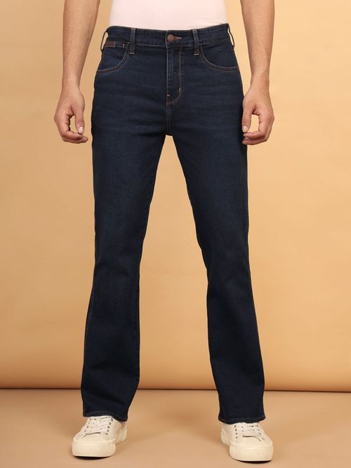 Buy Wrangler Men's Blue Jacks Ville Boot Cut Fit Mid Rise Jeans Online