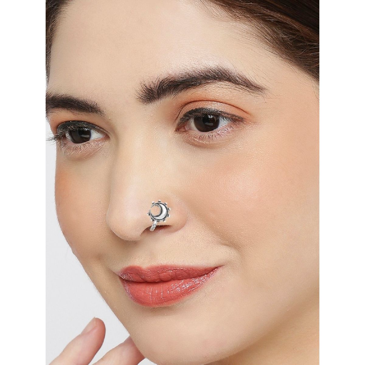 Buy Azai by Nykaa Fashion Oxidised Silver Pearl Nose Ring online