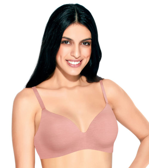Enamor F084 Seamless Ultra Smoothening With Invisible Edges T-Shirt Bra -  Padded Wirefree - Pink