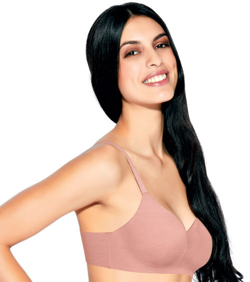 Enamor F084 Seamless Ultra Smoothening With Invisible Edges T-Shirt Bra -  Padded Wirefree - Pink