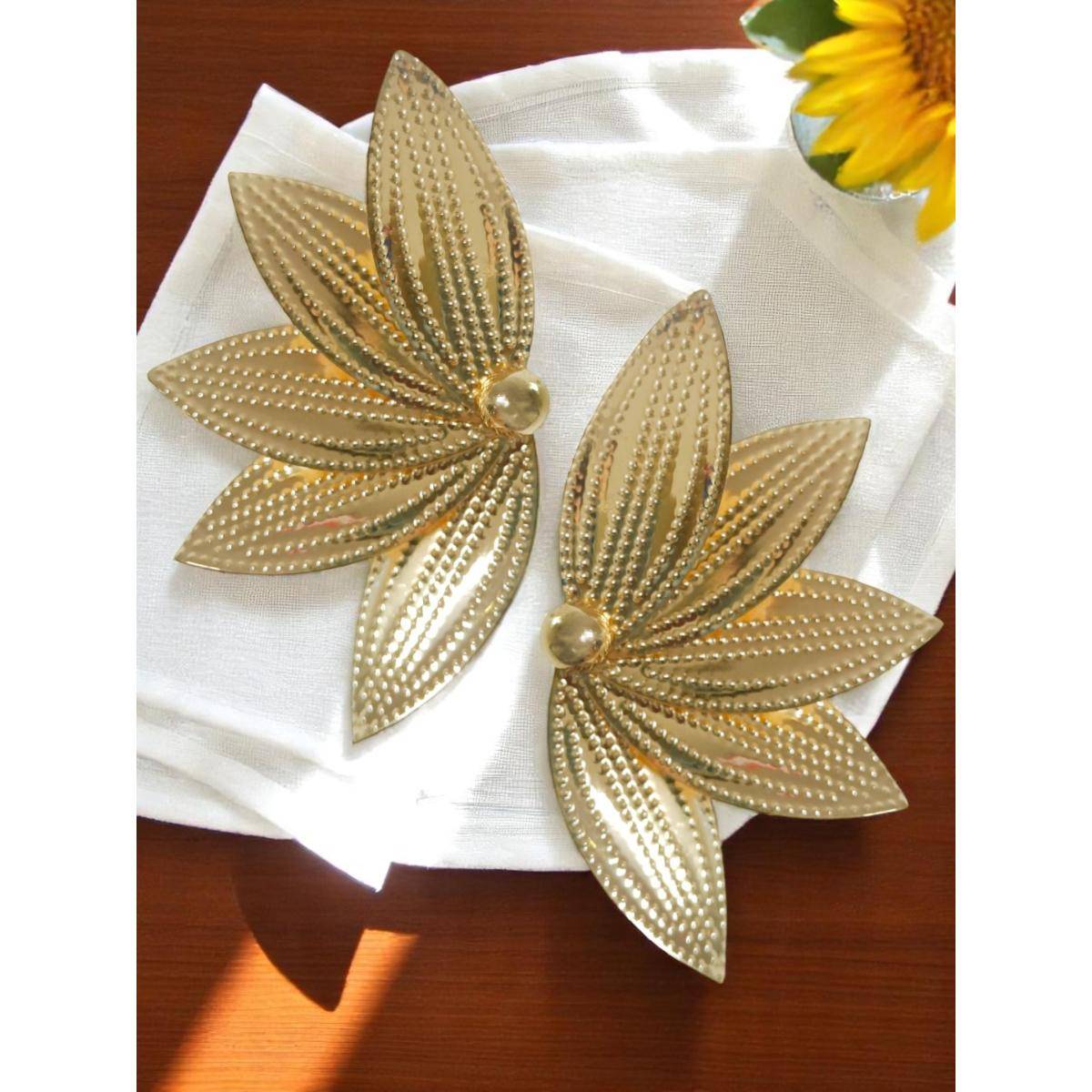 Fabula Gold Anti Tarnish Large Leaf Drop Earrings