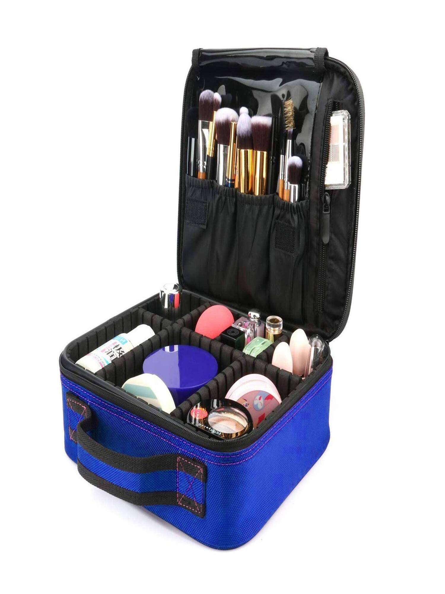 House of Quirk Travel Makeup Cosmetic Storage Case -Small Dark Blue