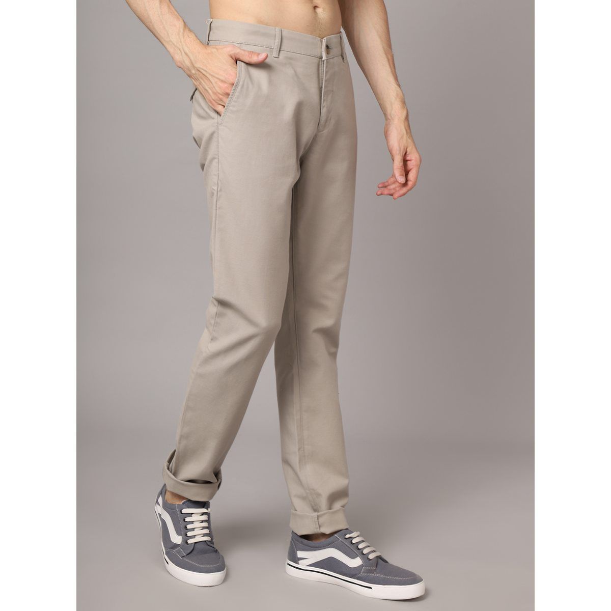 Buy Stone Straight Printed Belted Soft Touch Chino Trousers from Next USA