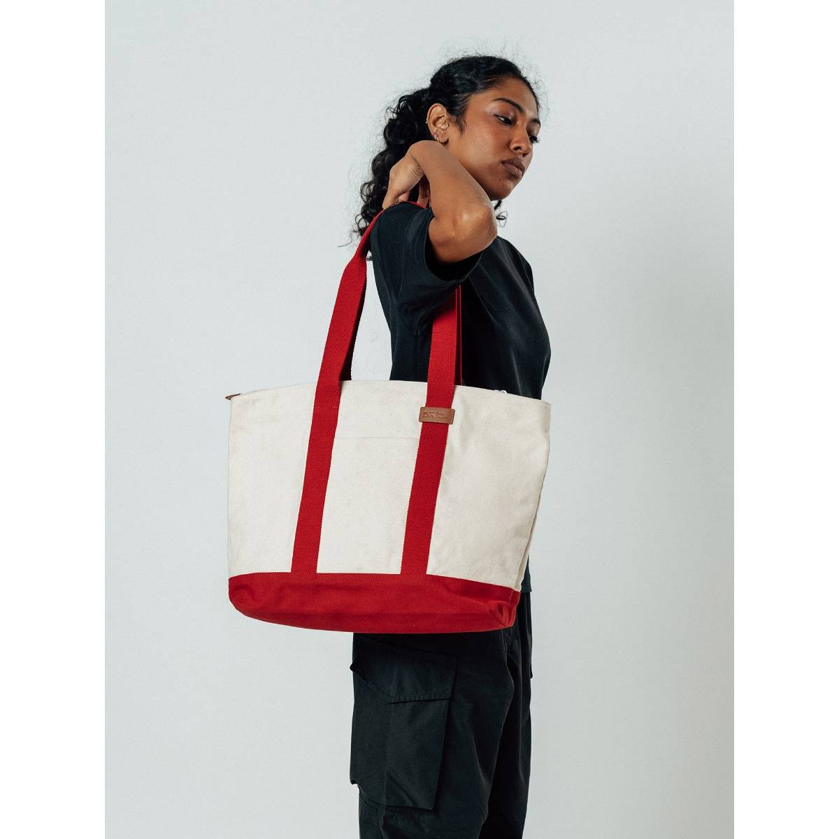 DailyObjects Ivory-Crimson Red Field Tote Bag