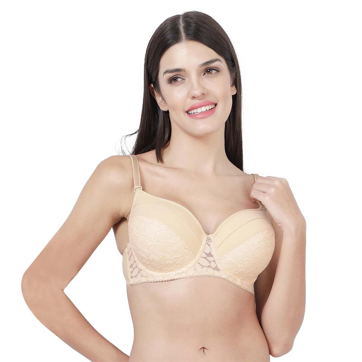 Buy Shyaway Women Ivory Skin Lace Padded Wired 3/4th Coverage Bra