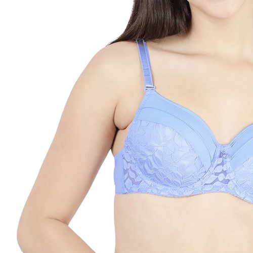 Buy Shyaway Women Windsurfer Blue Lace Padded Wired 3/4th Coverage Bra  Online