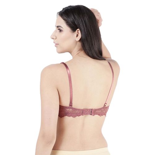 Buy Shyaway Susie 3/4th Coverage Underwired Full Lace Padded Bra- Pink  online