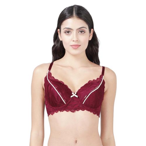 Shyaway Susie 3/4th Coverage Underwired Full Lace Padded Bra- Red