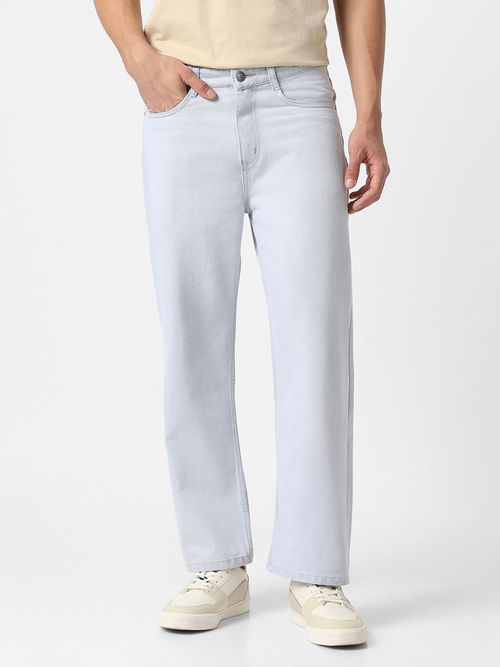Buy Urbano Fashion Mens Light Blue Loose Fit Washed Jeans Non