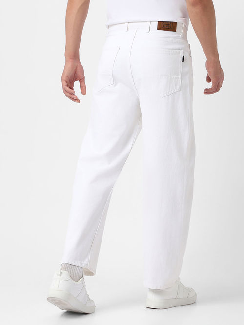 Buy Urbano Fashion Mens White Loose Fit Washed Jeans Non - Main Image