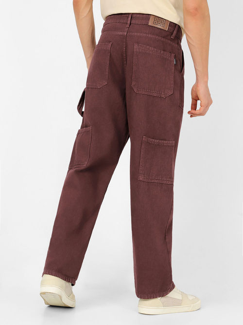 Buy Urbano Fashion Mens Dark Brown Loose Fit Cargo Carpenter Jeans