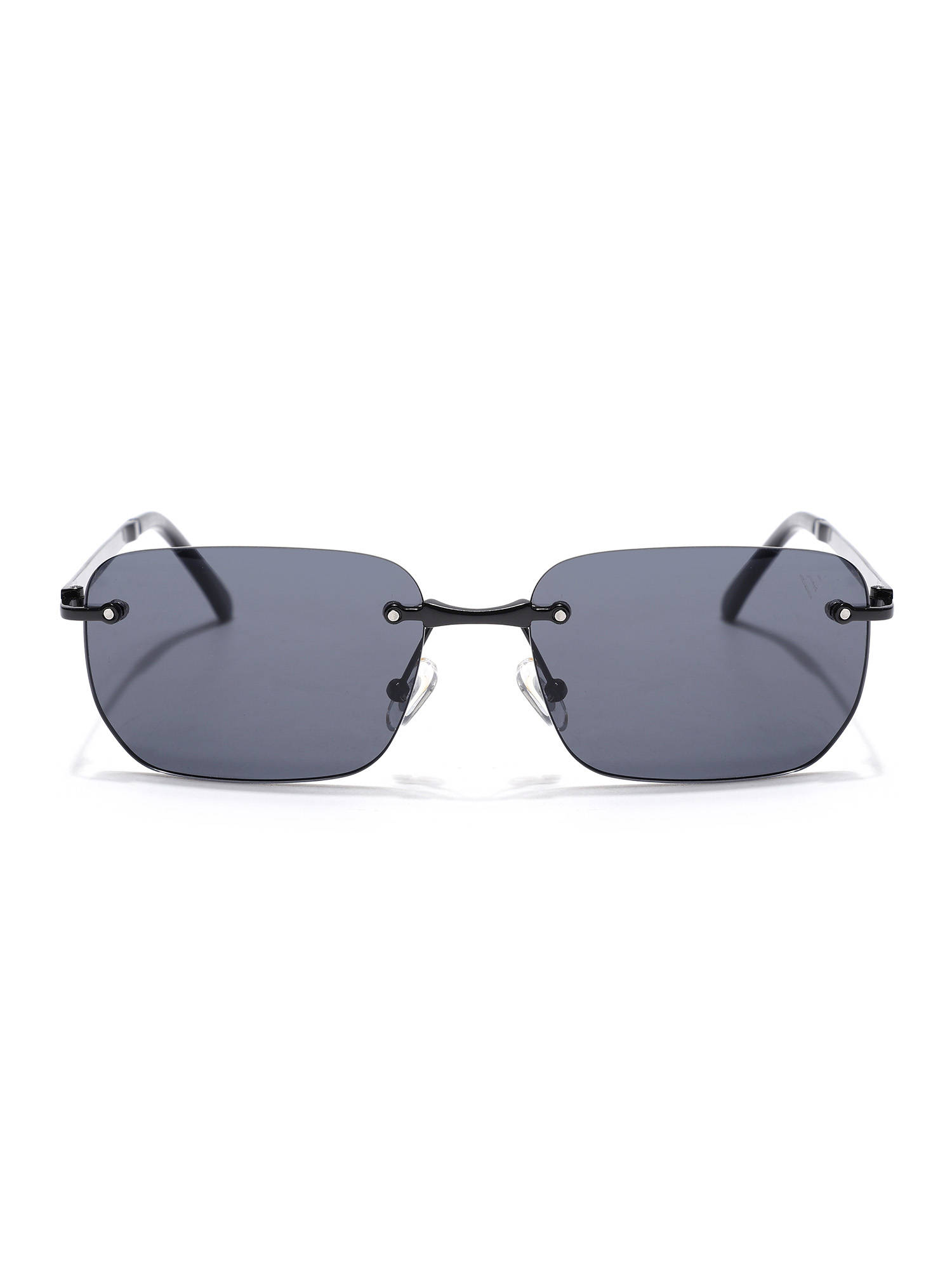 Voyage Unisex Black Lens Rimless Polarized Rectangle Sunglasses- 5G193 (52)