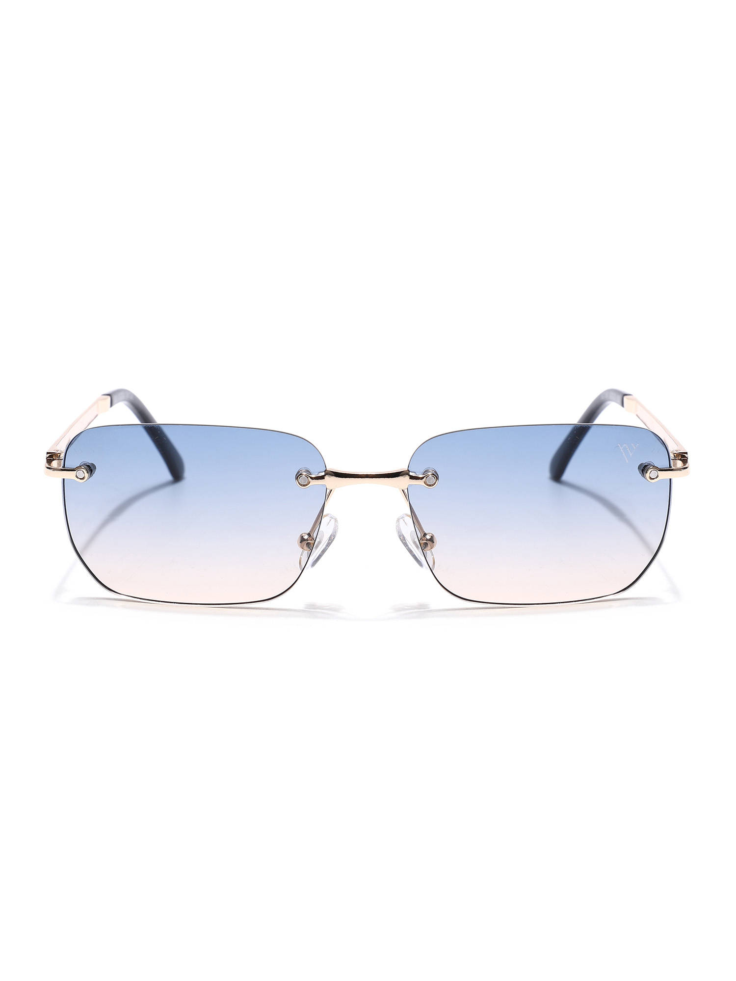 Voyage Unisex Blue Lens Rimless Polarized Rectangle Sunglasses- 5G193 (52)
