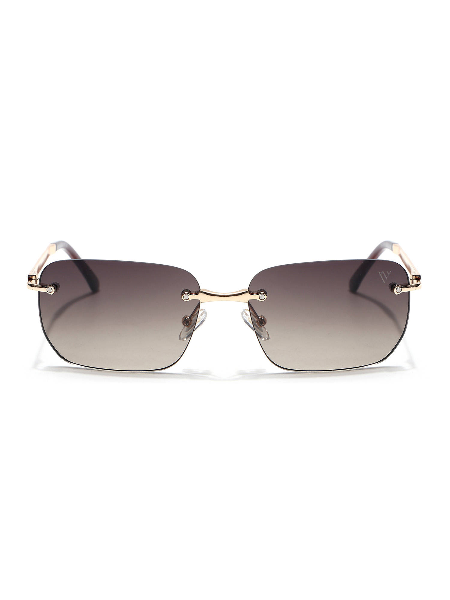 Voyage Unisex Brown Lens Rimless Polarized Rectangle Sunglasses- 5G193 (52)