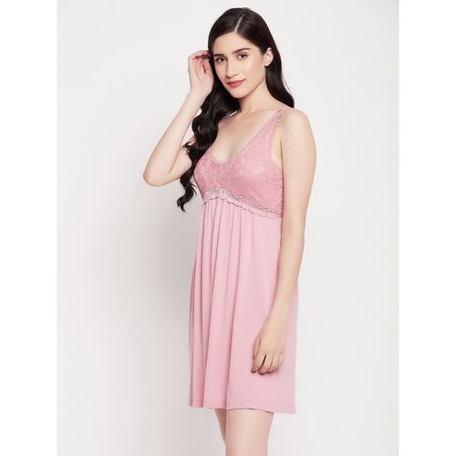 Buy Clovia Cotton Solid Short Night Dress Pink Online Buy Clovia Cotton Solid Short Night Dress Pink Online