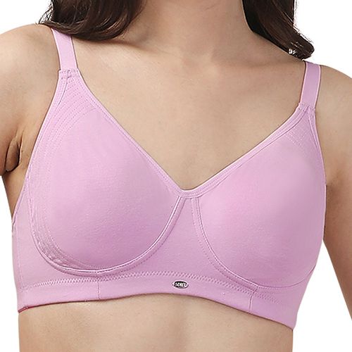 Buy SOIE Non Padded Non Wired Full Coverage Cotton Spandex Encircled T-shirt  Bra-Lilac Online