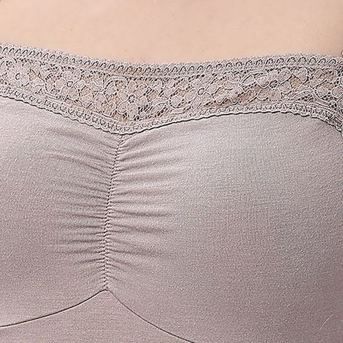 Buy SOIE Non Wired Micro Modal Stretch Lacy Bandeau Bra with Removable Pads  and Detachable Straps-Sand Online