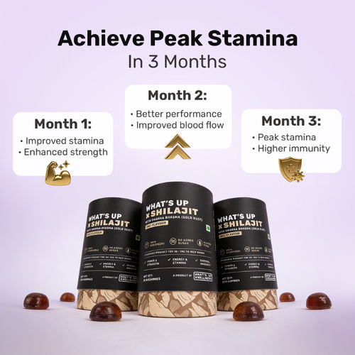 What's Up Wellness Shilajit Resin Gummies with 24K Gold Dust Improve  Stamina & Immunity