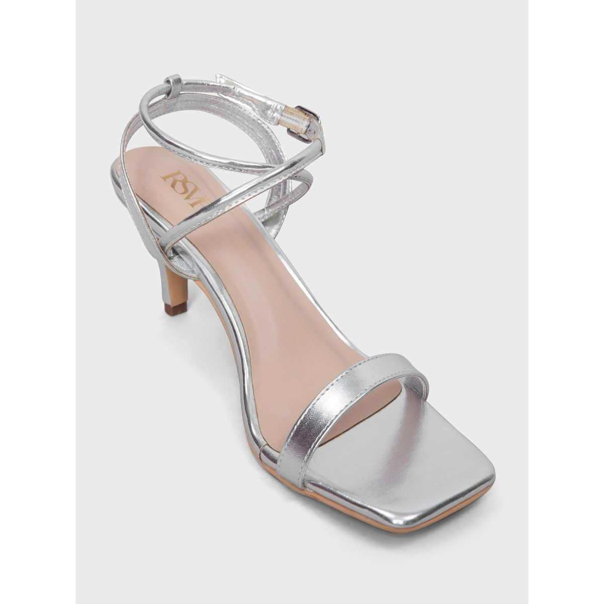 Buy RSVP by Nykaa Fashion Silver Ankle Strap Stiletto Heels Online