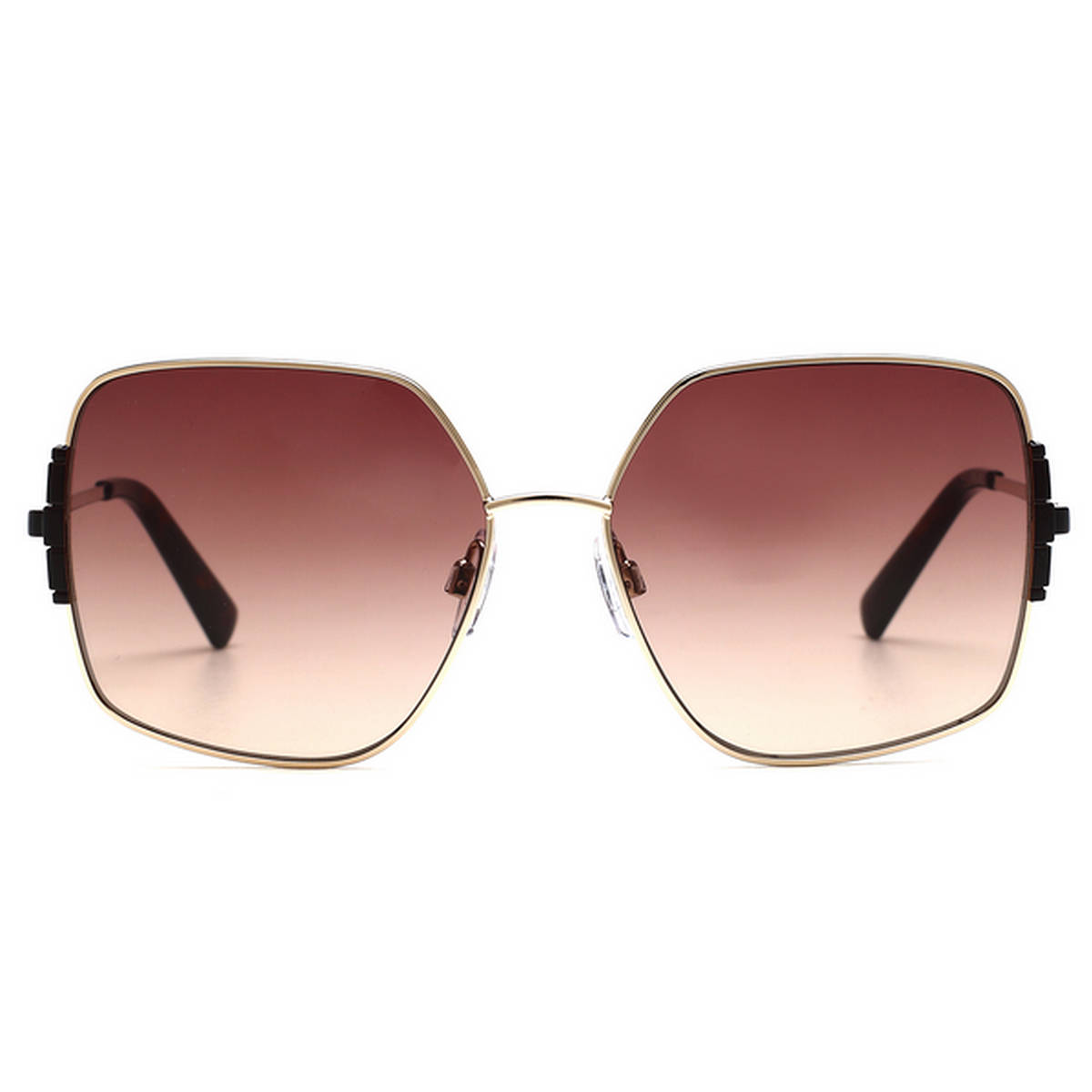 Bebe Gradient Brown Lens Round Sunglass Gold Frame with 100% UV Protection (58)