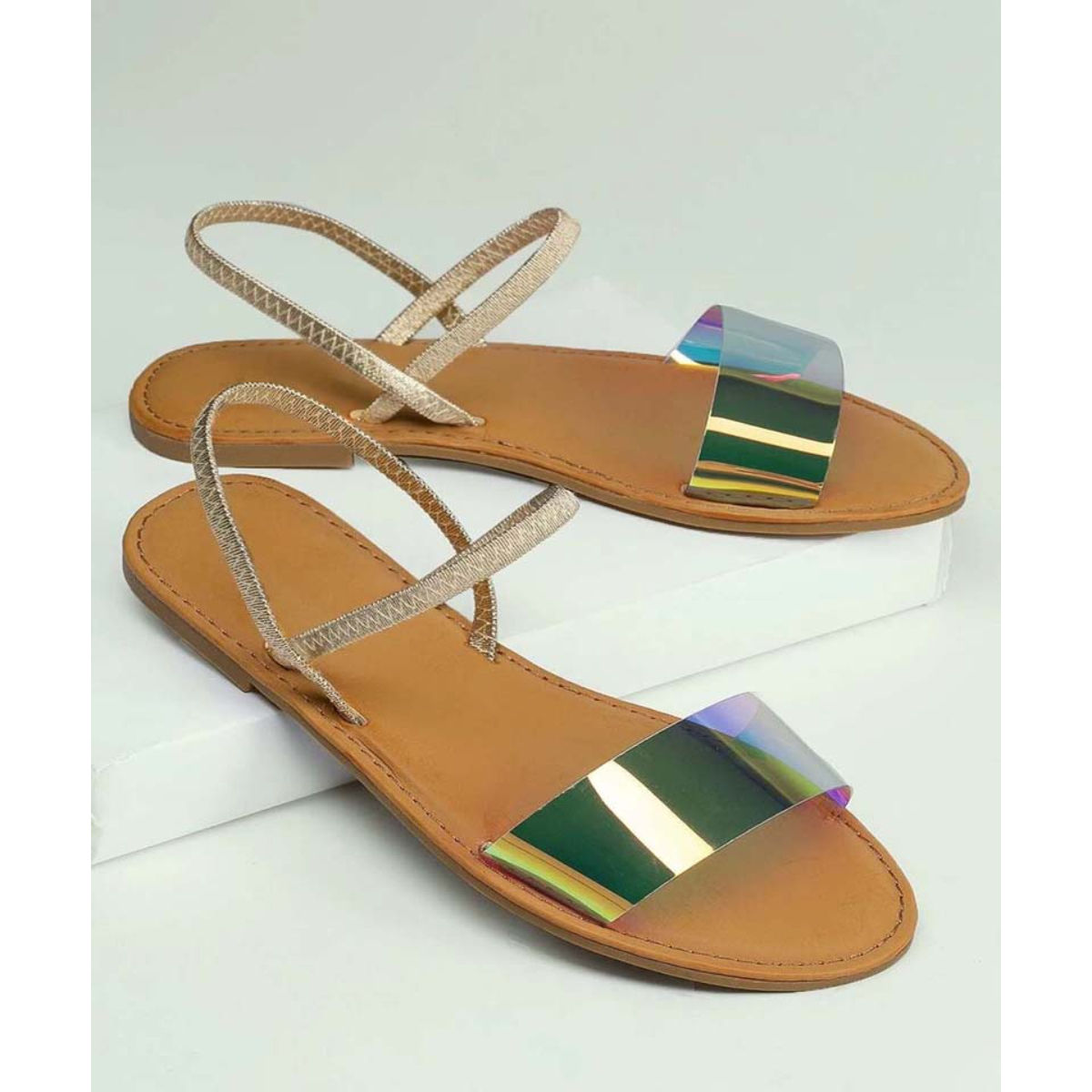 Buy Gold-Toned Flat Sandals for Women by Shoetopia Online