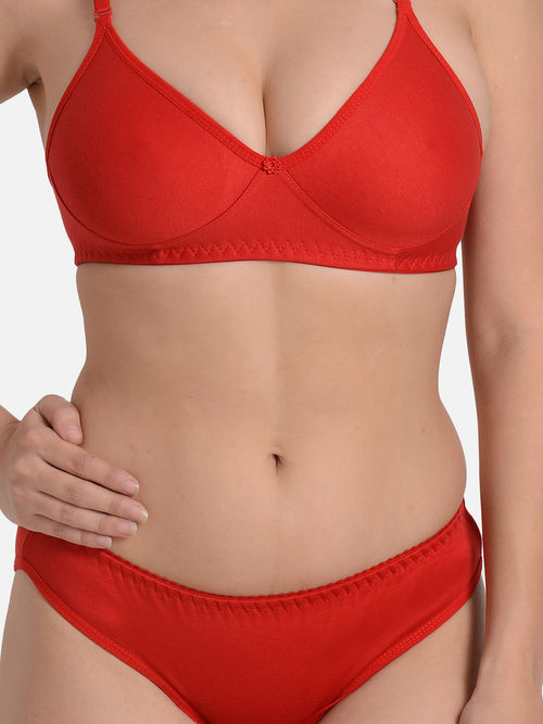 Red Cotton Designer Bra Panty Set, Size: 34B at Rs 340/set in New Delhi