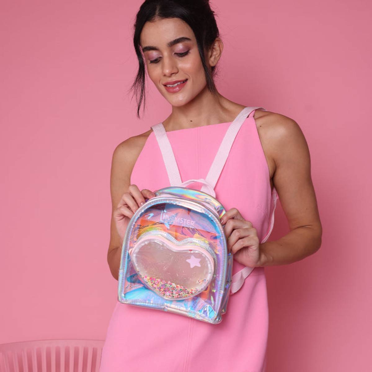 Hamster London Heart Star Light Pink Backpack (M)