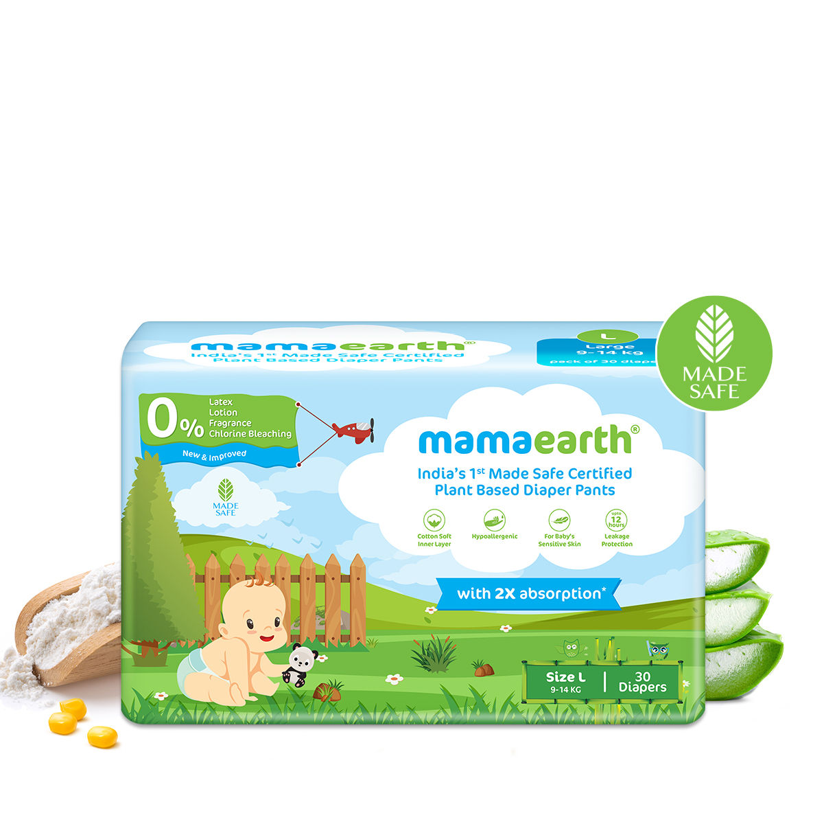 Mamaearth Plant-based Diaper Pants For Babies - 9-14 Kg (size L - 30 Diapers)