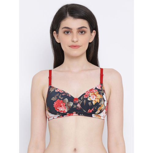 Buy Clovia Padded Non-Wired Full Cup Floral Print T-shirt Bra in