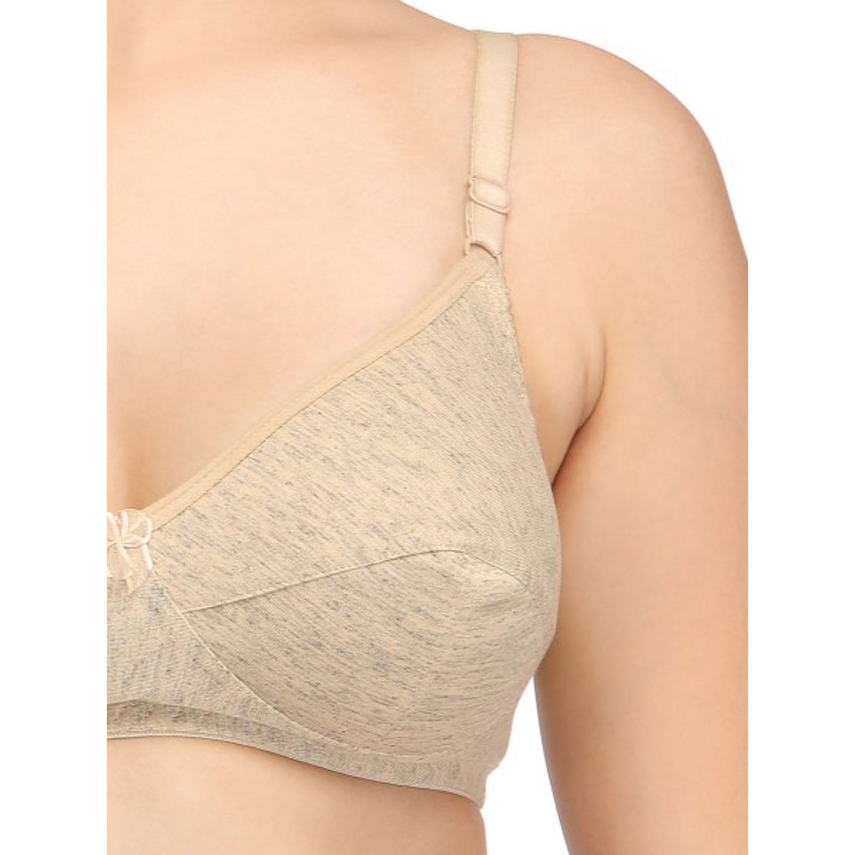 Buy Clovia Women's Cotton Rich Solid Non-Padded Full Cup Wire Free T-Shirt  Bra (BR0377A24_Beige_30B) at